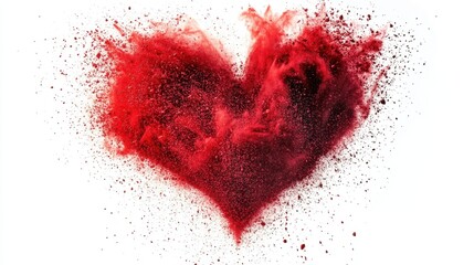 Wall Mural - vibrant red heart shape created from colorful powder explosion