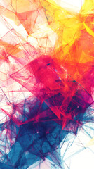 Aufkleber - Abstract background with chaotic network of lines, triangles and polygons creating a colorful design
