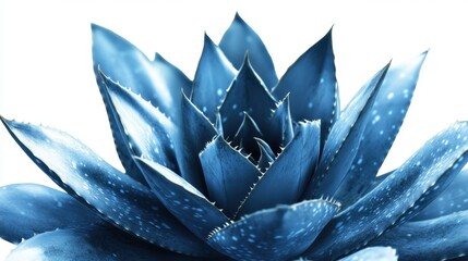 Wall Mural - Blue Succulent Plant Close-Up on White Background for Decor