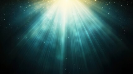 Wall Mural - A beautiful display of light rays shining through a dark starry background.