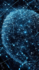 Aufkleber - Complex network of interconnected points of light forming a sphere, representing global communication and data exchange