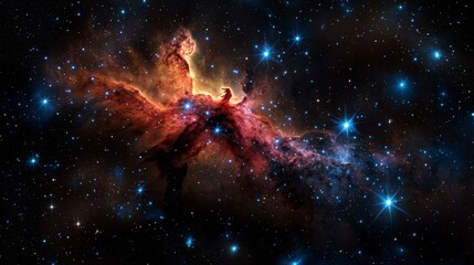 Poster - Celestial event constellation of a phoenix in the night sky astrophotography cosmic beauty wide-angle view