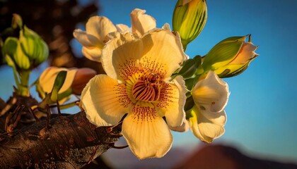 Wall Mural - The camera is focusing on a Baobab Flower