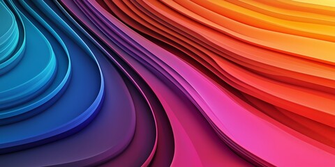 Poster - Gradient stripes transition from dark to neon shades, creating a dynamic and futuristic abstract background with smooth curves