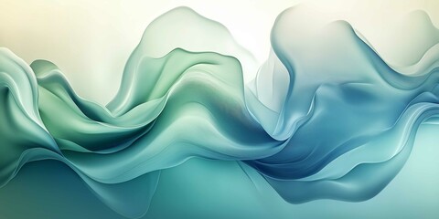 Wall Mural - Calming abstract background with fluid gradient washes in soft blue and green hues blending into a serene texture for relaxing design projects