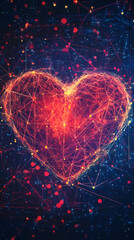 Leinwandbilder - Plexus effect creating a heart shape with glowing lines and dots, symbolizing love, connection, and relationships