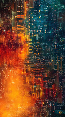 Aufkleber - Detailed electronic circuit board with interconnected pathways, showcasing multicolored technological design highlighting technical complexity