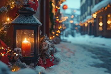 Sticker - Snowy Street with Lit Candle