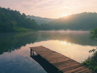 Wall Mural - Lake Wooden Dock