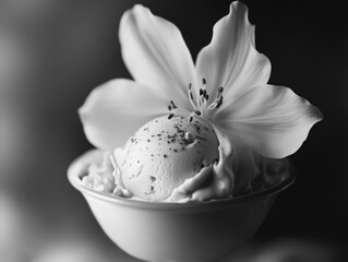 Canvas Print - Bowl of ice cream with flower