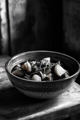 Wall Mural - Black and White Bowl of Food