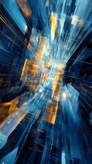 Leinwandbilder - Fractal art generating an abstract background representing cyberspace infrastructure exploding with energy and light