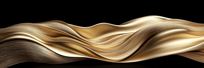 Wall Mural - Abstract golden wave design on black background.