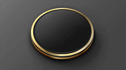 elegant black button with gold rim