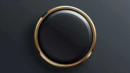 elegant black button with gold rim