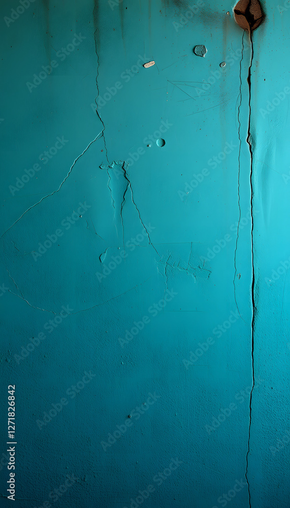 Teal old concrete wall wide texture. Rough cement surface panoramic ...