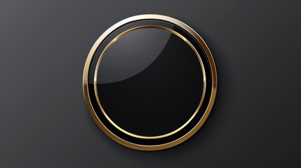elegant black button with gold rim