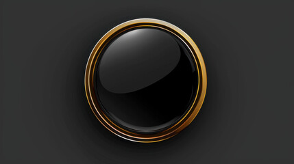 elegant black button with gold rim