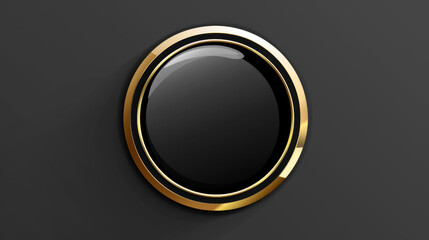 elegant black button with gold rim