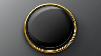 elegant black button with gold rim