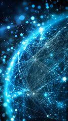 Aufkleber - Global network and internet connection of the future enveloping planet Earth, rotating in space