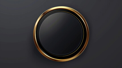 elegant black button with gold rim