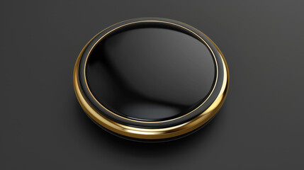 elegant black button with gold rim