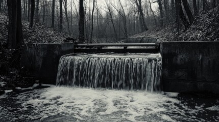 Sticker - Waterfall in Black and White