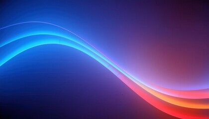 Fototapete - futuristic neon light wave with gradient blue and red glow on dark background, perfect for tech designs and modern aesthetics

