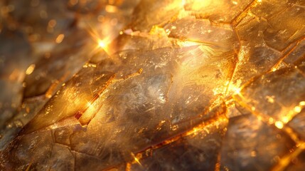 Fototapete - Bright golden crystals catch light beautifully, showcasing intricate textures and patterns in this close up exploration of mineral formations, emphasizing natural beauty and wonder.
