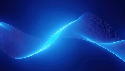 Fototapete - abstract blue digital wave, glowing light curve, futuristic technology background, modern minimal design, AI concept

