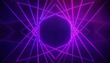 Leinwandbilder - futuristic neon tunnel with glowing purple and pink light reflections in geometric perspective, sci-fi digital background


