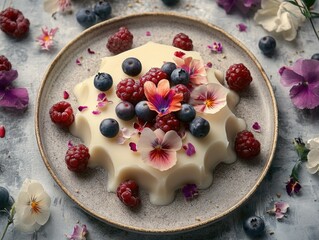 Wall Mural - Dessert with Berries and Blueberries