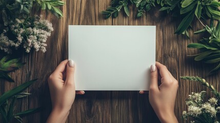 Woman's holding a blank piece of paper