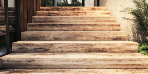 Wall Mural - Wooden Steps to Building