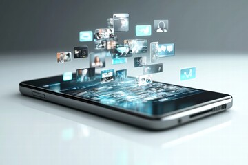 digital content streams from a smartphone showcasing various multimedia elements. generative ai