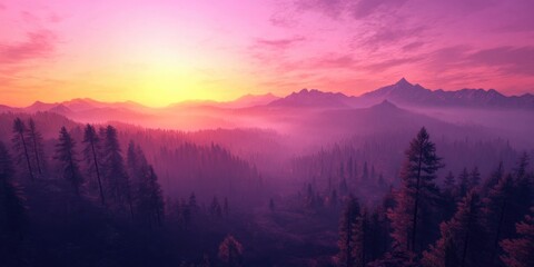 Wall Mural - Sunset Over Mountain Range