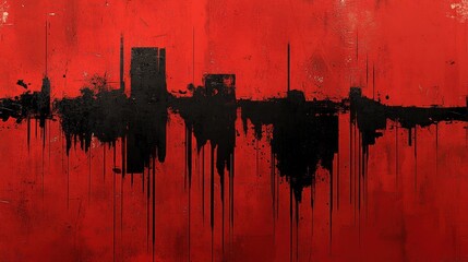 Wall Mural - Abstract Red & Black Cityscape