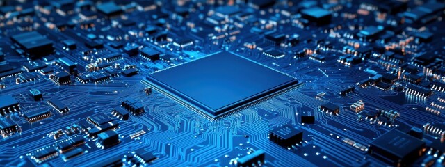 Aufkleber - Cpu processing data on motherboard: futuristic technology