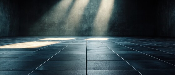 Poster - A dark room with a light shining on the floor