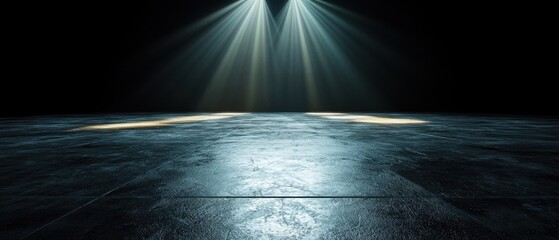 Poster - A dark room with a spotlight shining on the floor