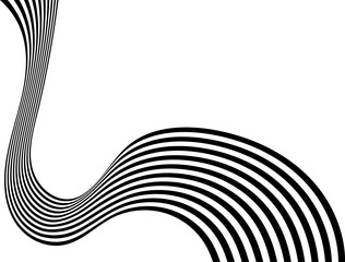 Wall Mural - abstract perspective line stripes in black color with 3d dimensional effect isolated on white.