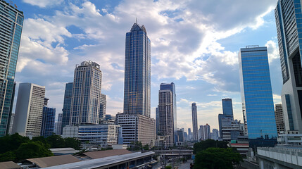 Wall Mural - Asian city skyscraper architecture metropolis.