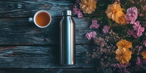 Wall Mural - Tea and Water Bottle on Table