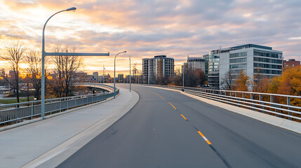 Wall Mural - Empty road city architecture cityscape.