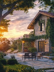 Wall Mural - Stone House Patio