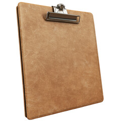 Wall Mural - stylish brown clip board for office use on a white background.