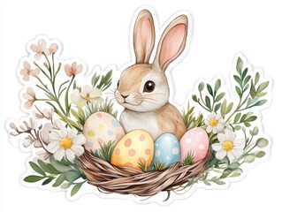 Wall Mural - Easter eggs in nest holiday graphics