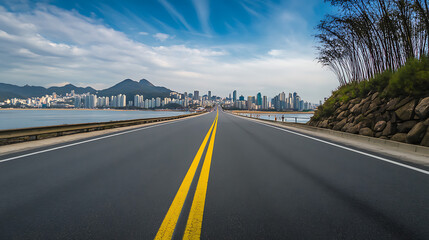 Wall Mural - Road city architecture cityscape.