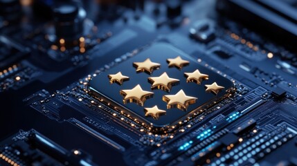 Aufkleber - A computer chip with a gold star on it